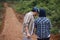 Asian couple man and woman supervisor checking new open road construction plan project