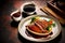 asian cuisine pieces fried duck with hot peers and sauce in plate