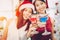 Asian cute girl teen party drinking in Christmas New year eve together happy enjoy and fun