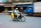 Asian delivery man, transport gas tank