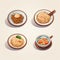 Asian Dish Icons: Realistic Oil Paintings With Rich Detail And Playful Cartooning