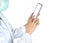 Asian doctor use mobile phone to communicate with nurse or healthcare providers to consult about patients information in hospital