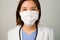 Asian doctor wear the medical mask to protect and fight infection from germ, bacteria, covid19, corona , sars , influenza virus on