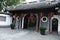 Asian Eastern Chiense ancient building,Ancient architecture with Chinese characteristics. pavilion with red lanterns on potting