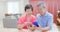 Asian eldely couple use smartphone