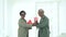 Asian elder couple exchange red pink heart balloon jubilee year anniversary love