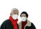 Asian elder senior couple encourage and support to win fight Coronavirus while wearing mask protection