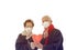 Asian elder senior couple encourage and support to win fight Coronavirus while wearing mask protection