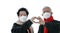 Asian elder senior couple encourage and support to win fight Coronavirus while wearing mask protection