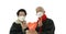 Asian elder senior couple encourage and support to win fight Coronavirus while wearing mask protection