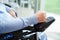 Asian elderly woman disability patient sitting on wheelchair in hospital, medical concept