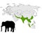 Asian elephant range