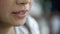 Asian ethnic woman dry lip close up shot