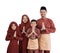 Asian family muslim with traditional greeting