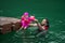 Asian family swimming at the Kenyir Lake, Malaysia