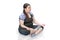 Asian fat woman Yoga sitting meditation isolated