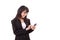 Asian female business woman executive texting, messaging