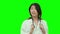 Asian female doctor thinking on Green Screen