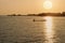 Asian fishermen on boat  in the  morning