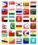 Asian Flags Flat Square Icon Set 2