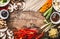 Asian food background with vegetarian cooking ingredients and chopsticks : tofu, noodles, ginger, lemongrass, cut vegetables, Spro