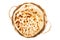 Asian food concept homemade Naan flat bread in flat basket isolated on white background with clipping path