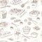 Asian Food. Decorative chinese food icons seamless pattern.