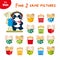 Asian food. Help the panda find 2 identical rice boxes. Mini game for kids,