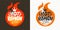 Asian food hot ramen logo, Noddle plate, hot, bar, fire, lettering, splash, textured background logotype design