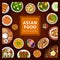 Asian food. National dishes on a wooden background.