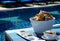 Asian food on pool background
