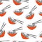 Asian food, ramen noodles bowl vector