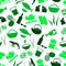 Asian food theme set of icons seamless green pattern eps10