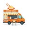 Asian Food Truck, Street Meal Vehicle, Fast Food Delivery, Mobile Shop Vector Illustration