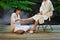 Asian foot massage therapy spa hot stone