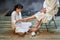 Asian foot massage therapy spa hot stone