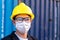 Asian foreman wear masks protect spreading of Covid 19 by wearing face masks