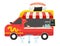 Asian fusion food truck flat vector illustration