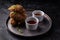 Asian fusion vegan meat-free jackfruit drumsticks with sweet hot sesame sauce and vegan BBQ