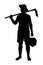 Asian gardener with hoe for working silhouette vector