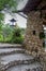 Asian gazebo with stone steps and lantern