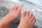 Asian girl child\'s right and left feet