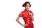 Asian girl in chinese cheongsam dress.