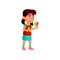 asian girl eating ice cream in cafeteria cartoon vector