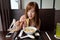 Asian Girl Eating Japanese Ramen