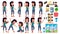 Asian Girl Poses Set Vector. High School Child. Fitness, Sport, Figure, Health. Active, Joy, Leisure. For Banner, Flyer