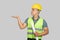 An Asian Happy Construction Worker Engineer giving expression gestures