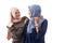 Asian hijab woman hugs her mother for loving her