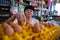 Asian Indonesian women arranging eggs inside small local family-owned business store, locally called warung. Selective Focus