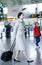 Asian Korean air flight hostess at International airport of Inch